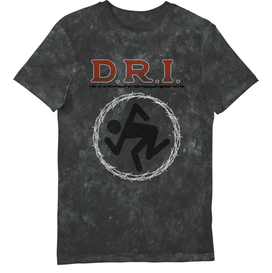 Dirty Rotten Imbeciles Barbed Wire Band Logo T-Shirt Snow Wash-Bioworld International Clearance