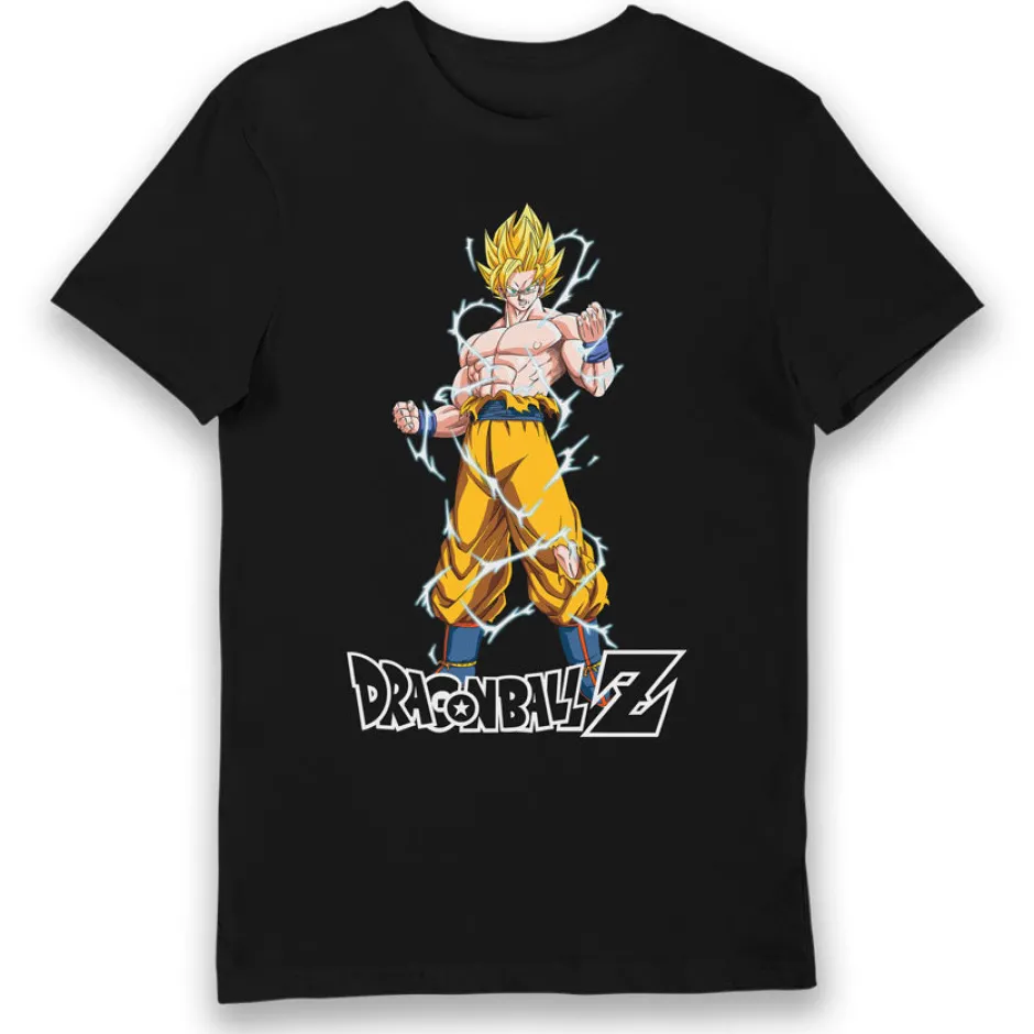 Dragon Ball Z Goku Super Saiyan Lightning Glow in the Dark Adult T-Shirt-Bioworld International New