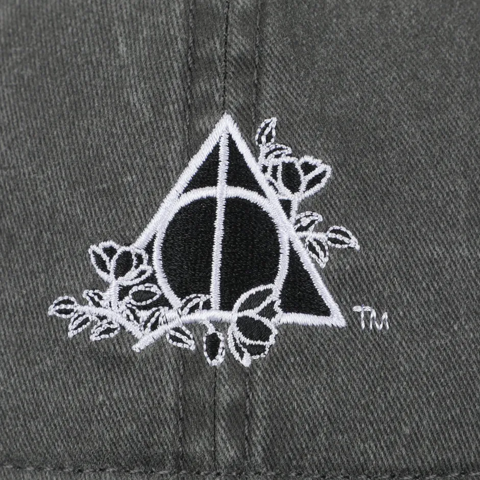 Harry Potter Deathly Hallows Pigment Dye Adult Adjustable Slide Charcoal Grey Cap-Bioworld International Cheap