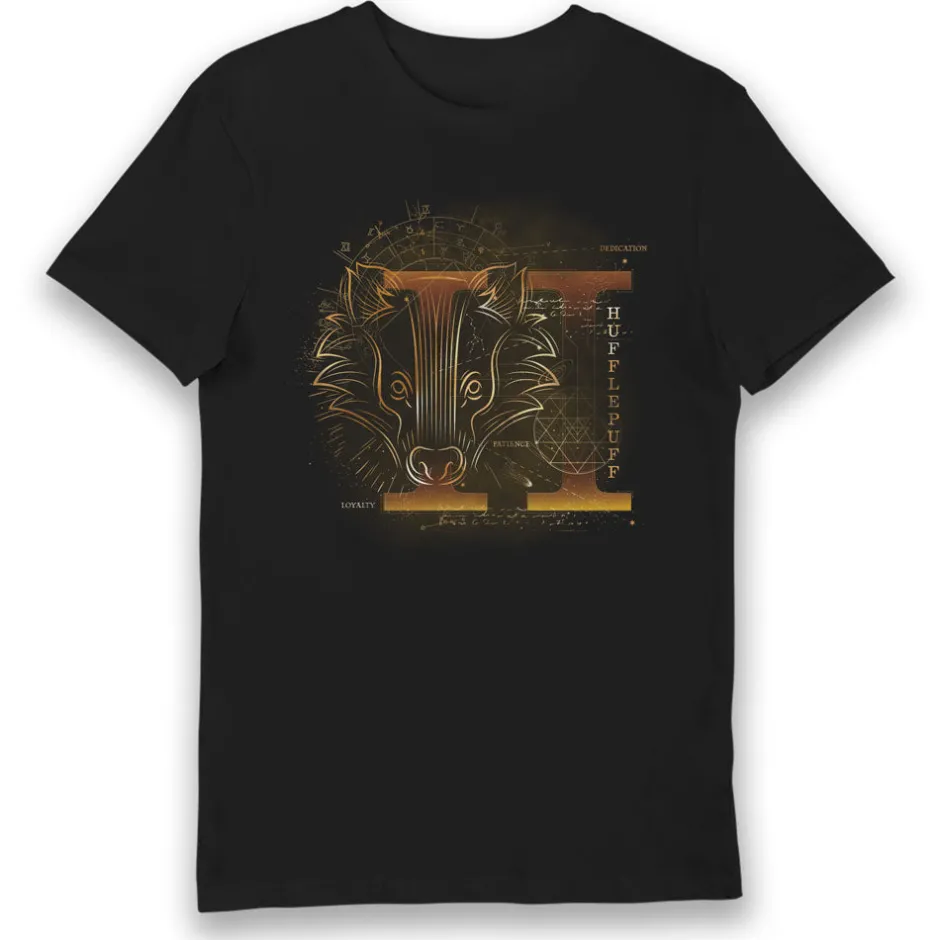 Harry Potter Hufflepuff House Glow in The Dark Adults T-Shirt-Bioworld International New