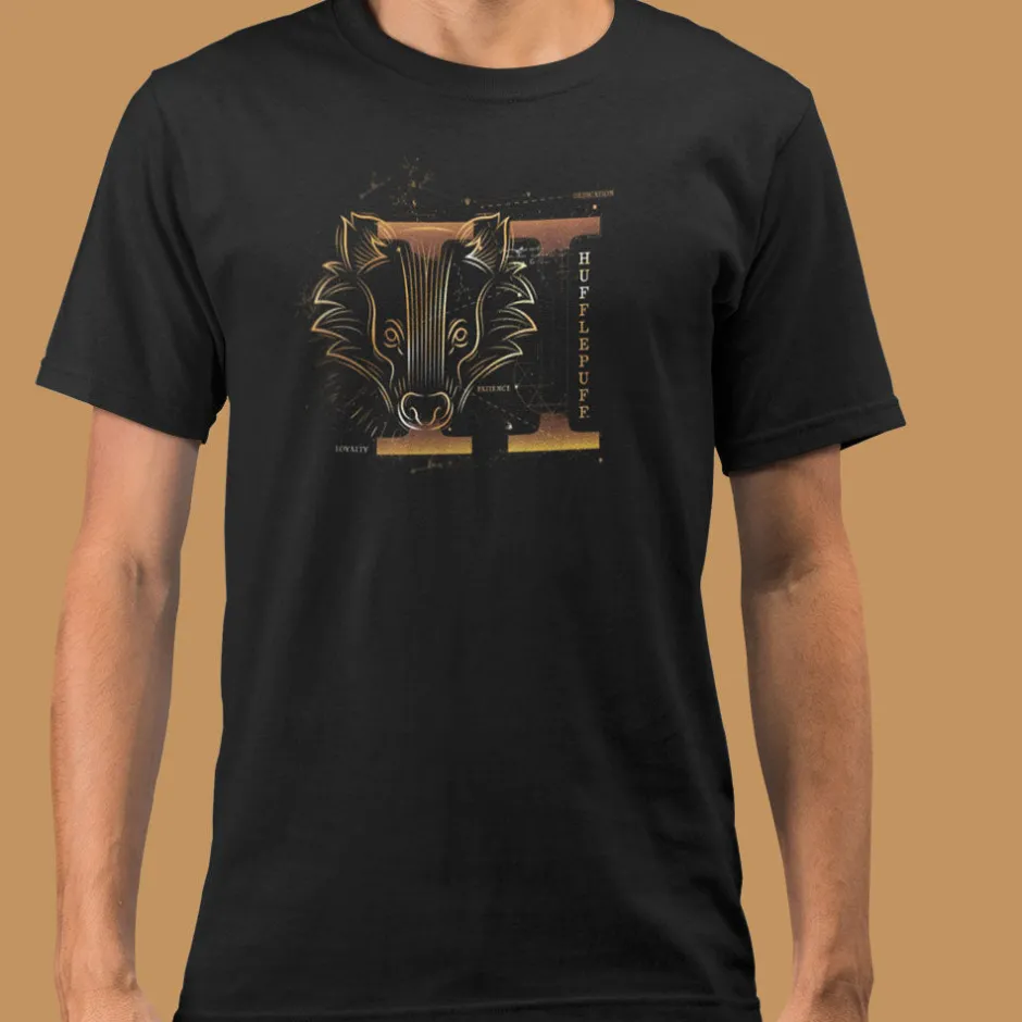 Harry Potter Hufflepuff House Glow in The Dark Adults T-Shirt-Bioworld International New