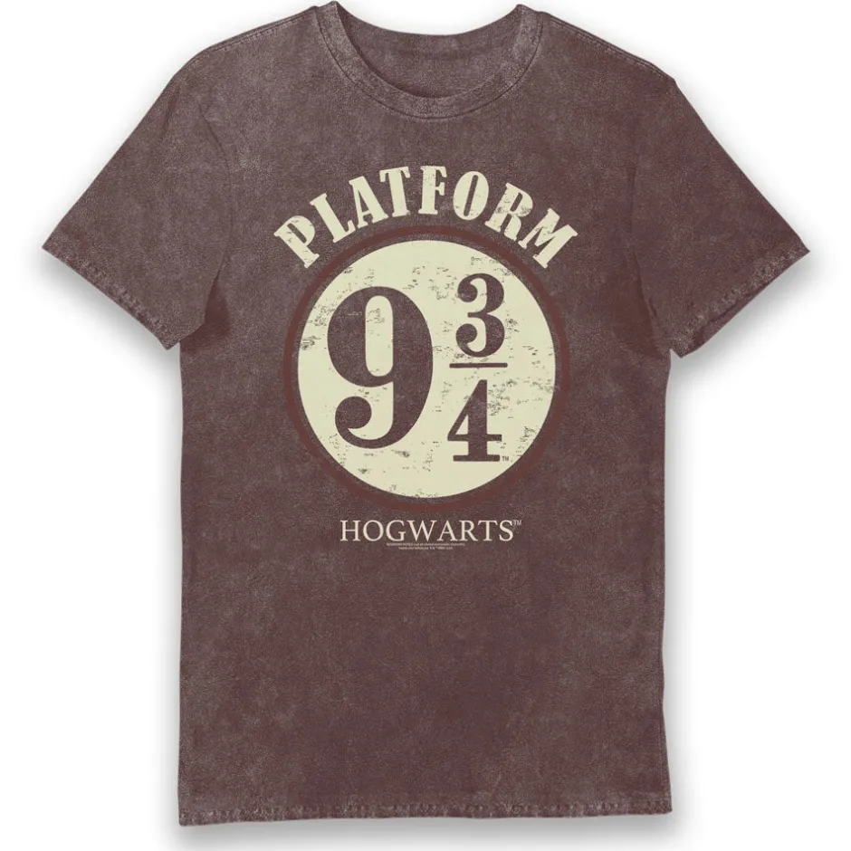Harry Potter Platform 9 ¾ Hogwarts Express Vintage Style Red Adults T-Shirt-Bioworld International Discount