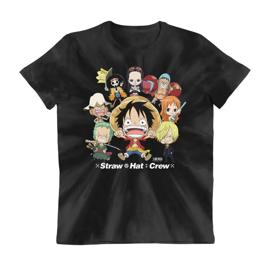 One Piece Straw Hat Crew Kids Black Tie Dye T-Shirt - Bulk Buy-Bioworld International Best
