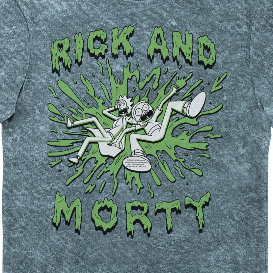 Rick and Morty Slime Blue Eco Wash Adults T-Shirt-Bioworld International Clearance